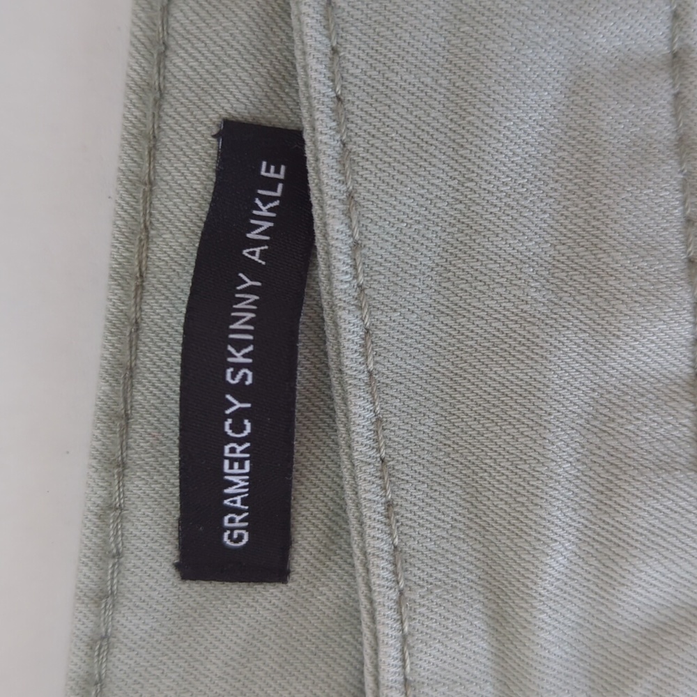 NWT Nine West Gramercy Skinny Ankle Jeans 12 Sea Grass Green Frayed Hem Twill - Picture 11 of 16